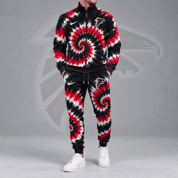 Atlanta Falcons | Premium NFL Spiral Tie Dye Print Stand Collar Zip Up Jacket & Matching Jogger Pants Tracksuit NDN cover