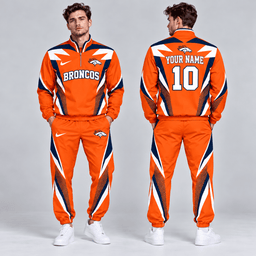 Denver Broncos | Premium NFL Custom Name Number Lightning Strike Graphic Quarter Zip Pullover Jacket And Matching Jogger Pants Tracksuit Set NDN cover