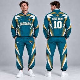 Jacksonville Jaguars | Premium NFL Custom Name Number Lightning Strike Graphic Quarter Zip Pullover Jacket And Matching Jogger Pants Tracksuit Set NDN cover