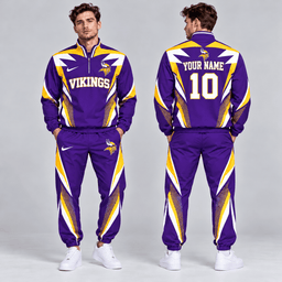 Minnesota Vikings | Premium NFL Custom Name Number Lightning Strike Graphic Quarter Zip Pullover Jacket And Matching Jogger Pants Tracksuit Set NDN cover