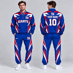 New York Giants | Premium NFL Custom Name Number Lightning Strike Graphic Quarter Zip Pullover Jacket And Matching Jogger Pants Tracksuit Set NDN cover