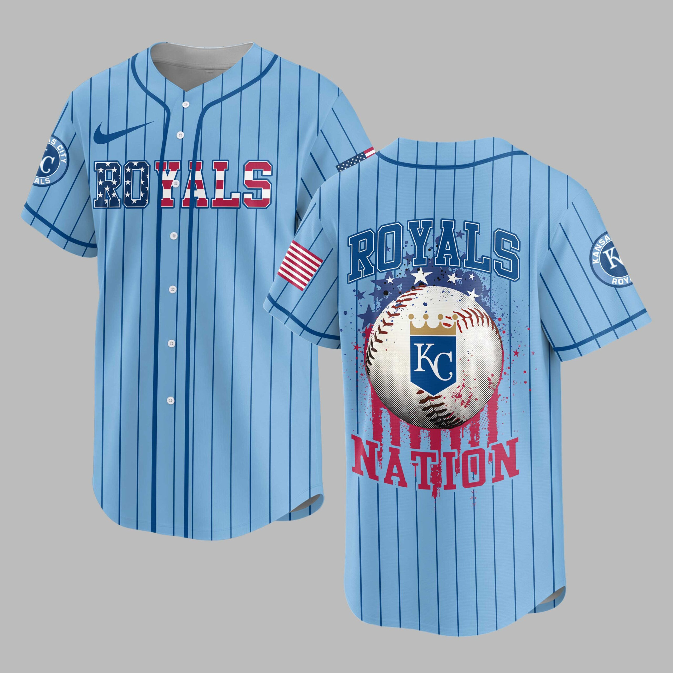 Kansas City Royals USA Flag Edition Premium Baseball Jersey PH00007