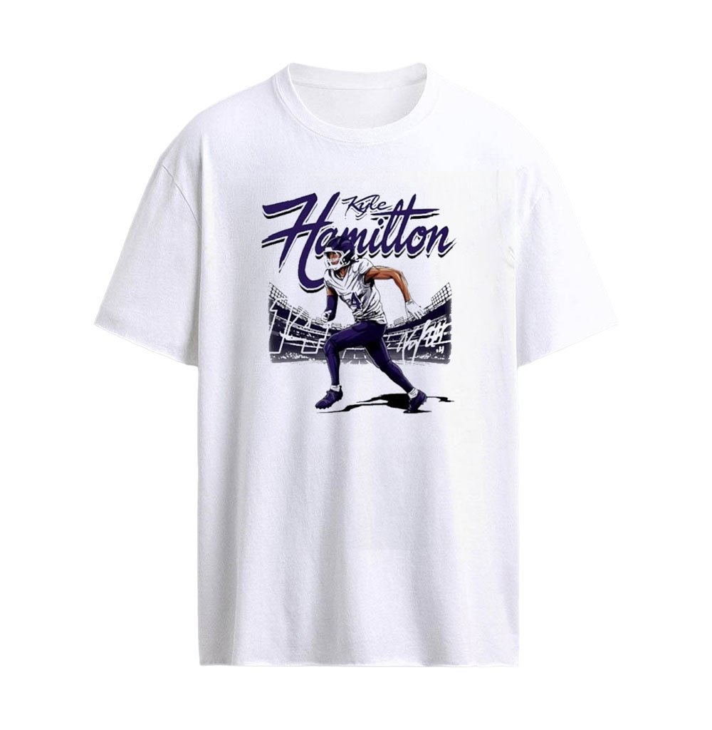 Kyle Hamilton 14 Baltimore Ravens Player Name Signature Graphic T-Shirt