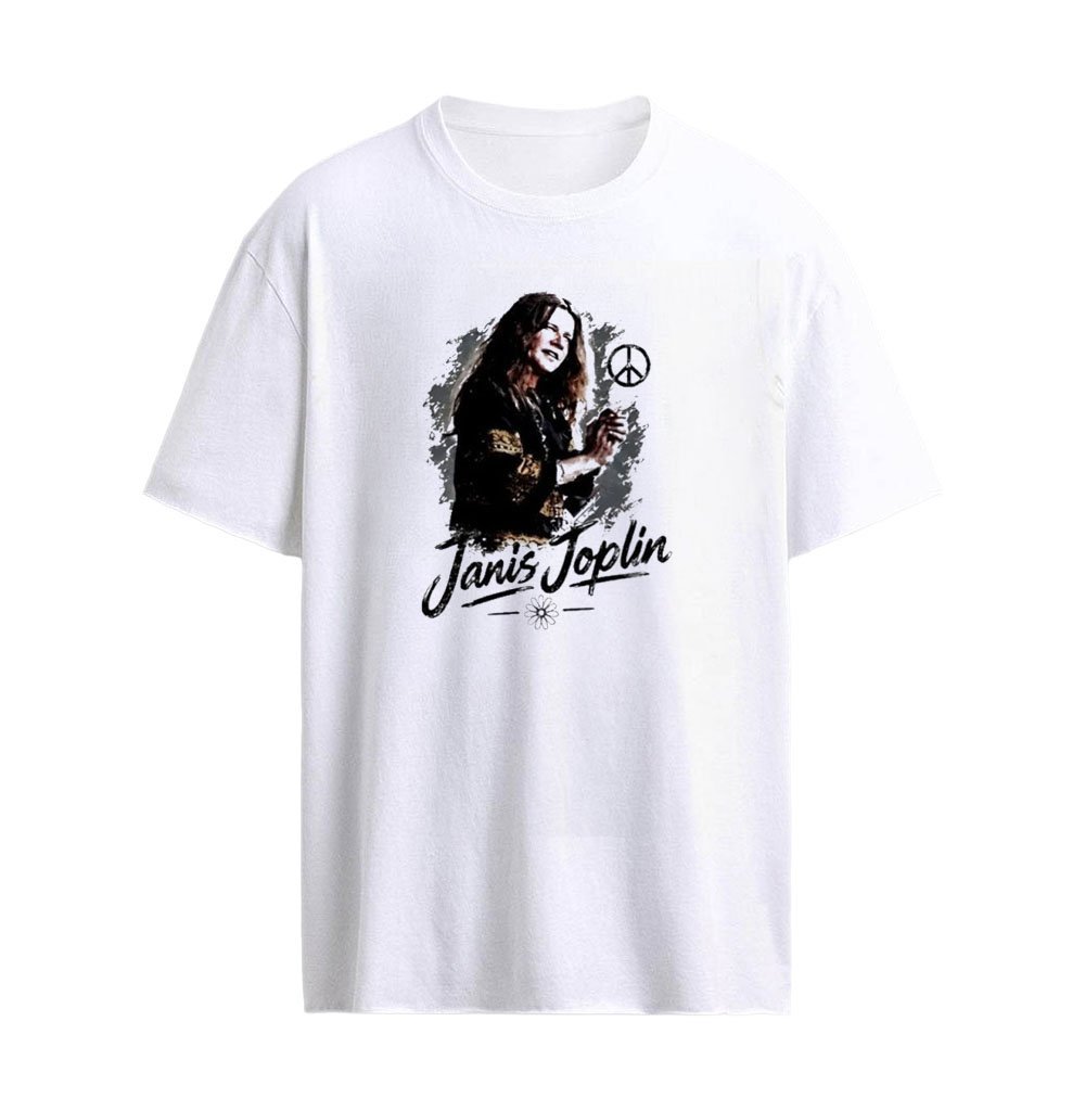 Janis Joplin Peace Sign Flower Rock Legend Vintage T-shirt