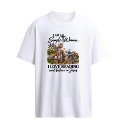 I Am A Simple Woman, I Love Reading And Belive In Jesus Ladies T-Shirt