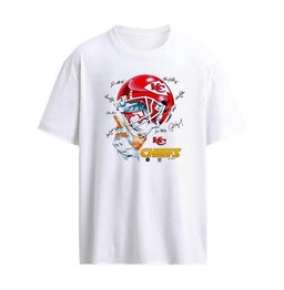 Kansas City Chiefs NFL Football Helmet and Signatures Graphic T-shirt