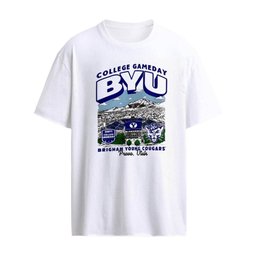 BYU Cougars NCAA College Gameday stadium mountain landscape mascot illustration shirt
