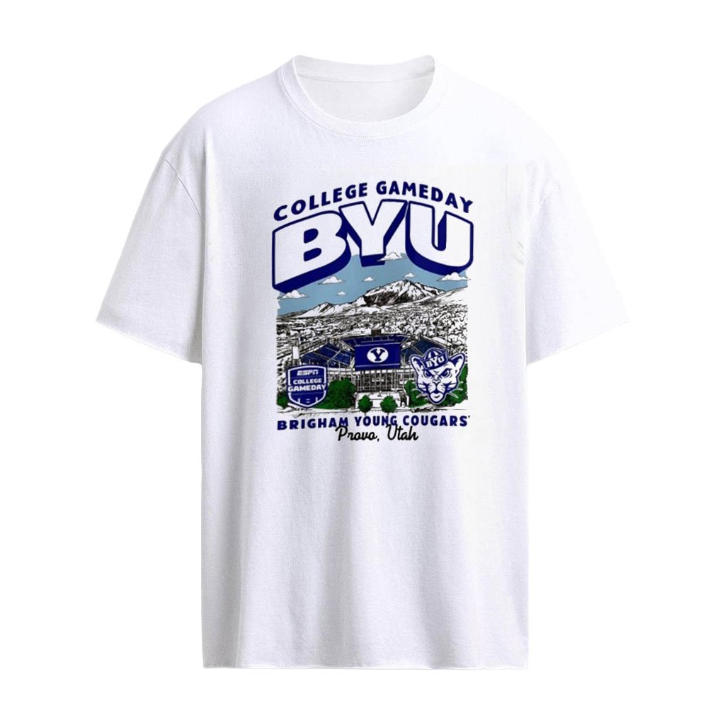 BYU Cougars NCAA College Gameday stadium mountain landscape mascot illustration shirt