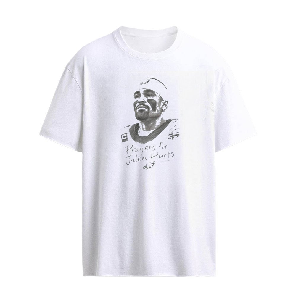 Prayers For Jalen Hurts T-Shirt – Philadelphia Eagles Quarterback Faith and Football Support Graphic