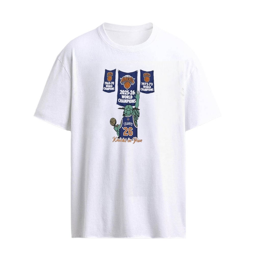 New York Knicks 2026 World Champions Knicks In Five Graphic T-Shirt