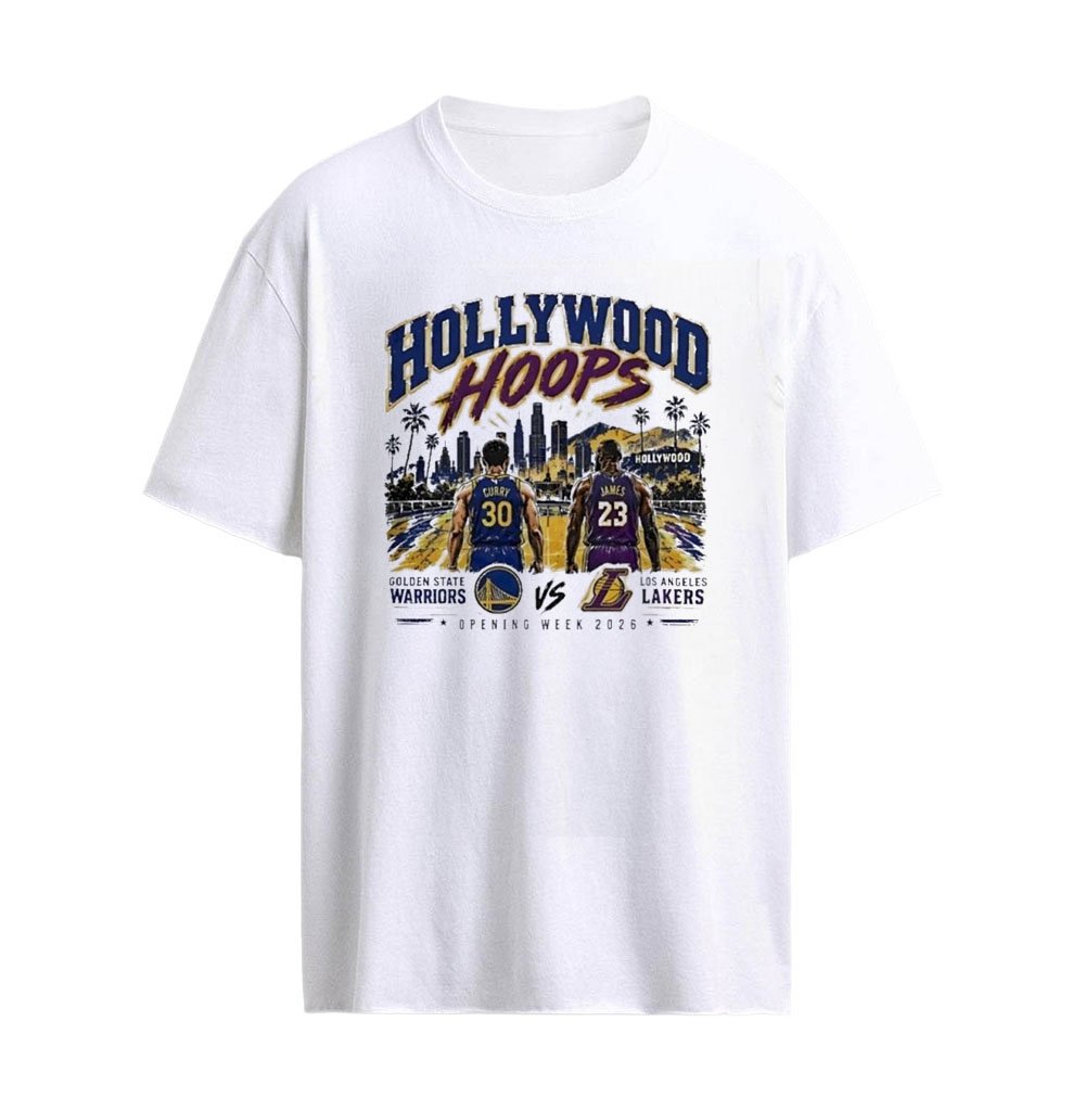 Stephen Curry Golden State Warriors vs LeBron James Los Angeles Lakers Hollywood Hoops Vintage T-shir