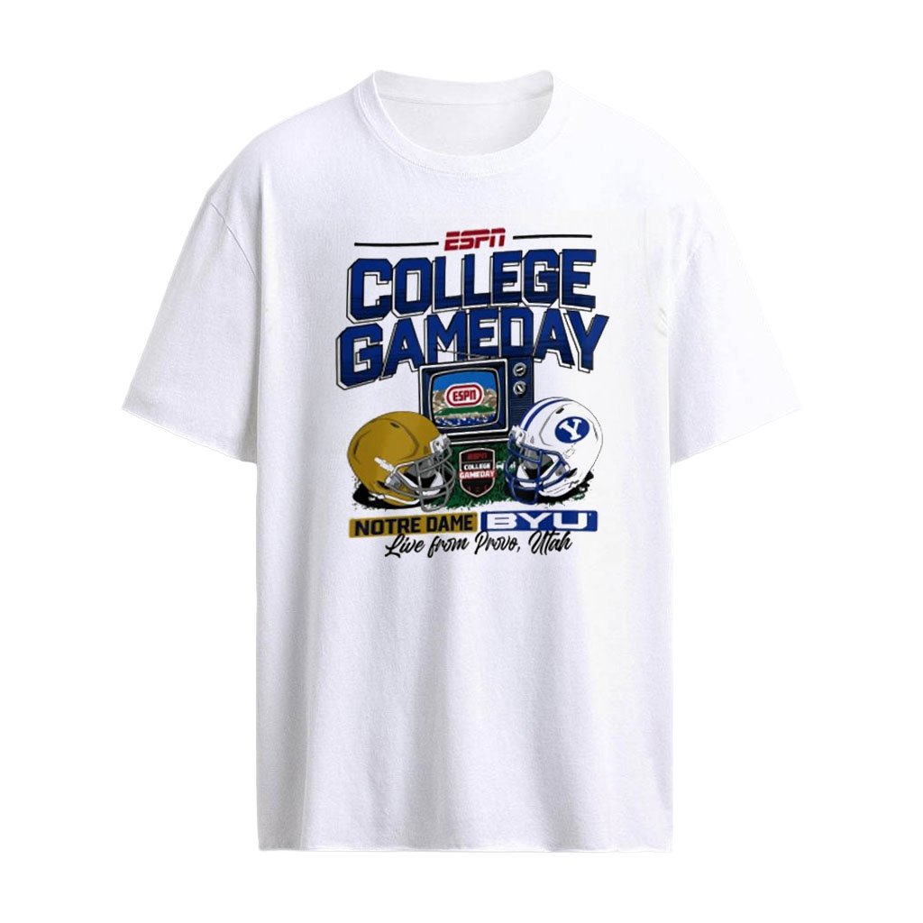 ESPN Notre Dame BYU NCAA College Gameday Live From Provo Utah helmet 2026 shirt