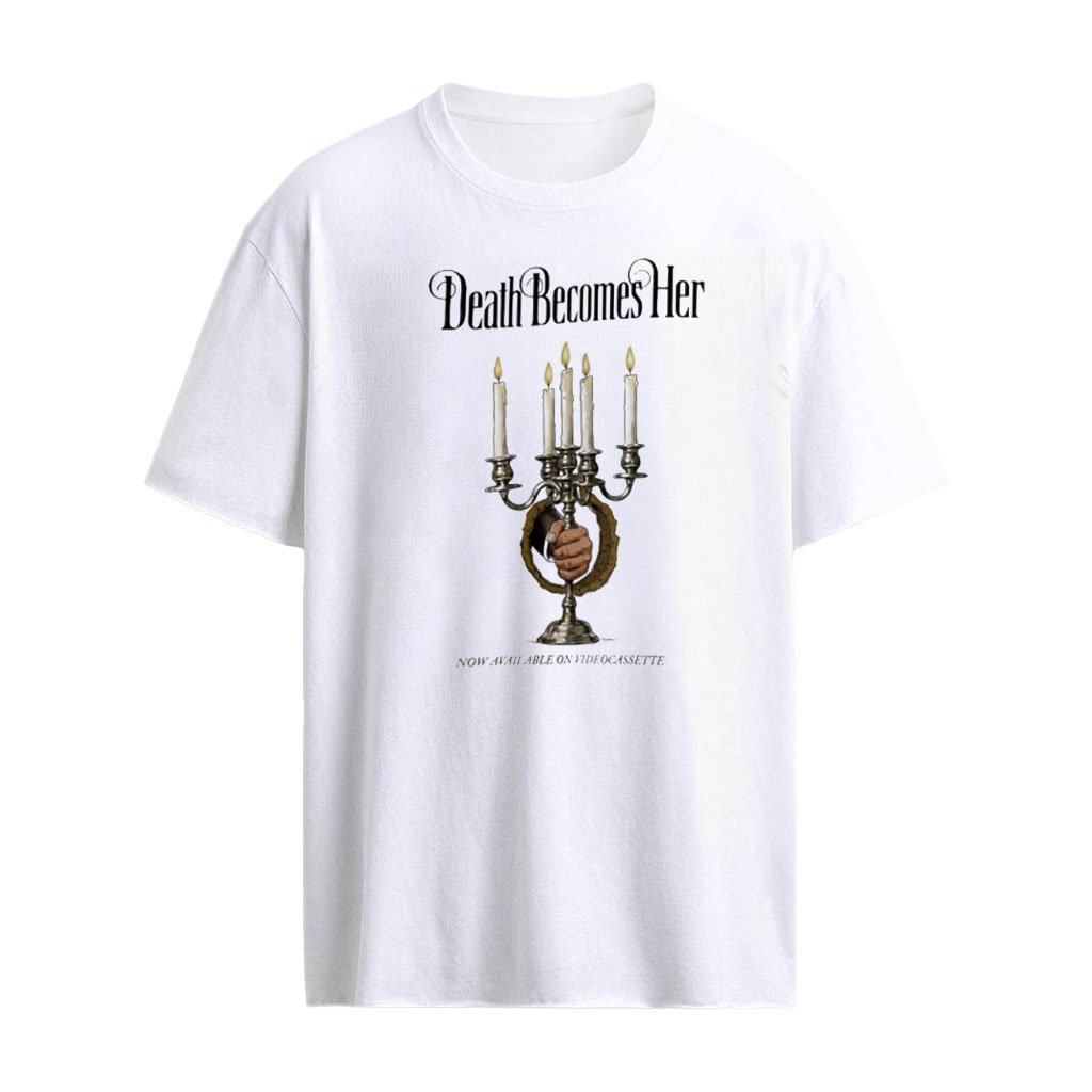 Death Becomes Her hand holding silver candelabra candles shirt