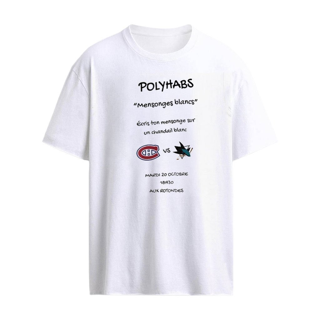 Polyhabs mensonges blancs Montreal Canadiens vs San Jose Sharks NHL shirt