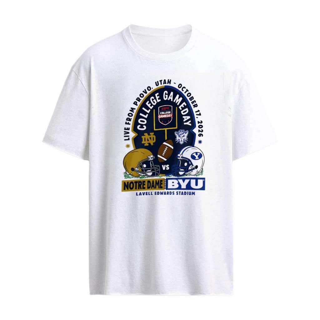 Notre Dame Fighting Irish vs BYU Cougars NCAA College Gameday Provo Utah 2026 helmet shirt