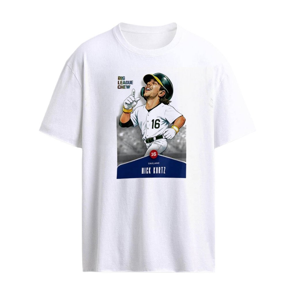 Nick Kurtz Big League Chew 16 baseball player caricature shirt