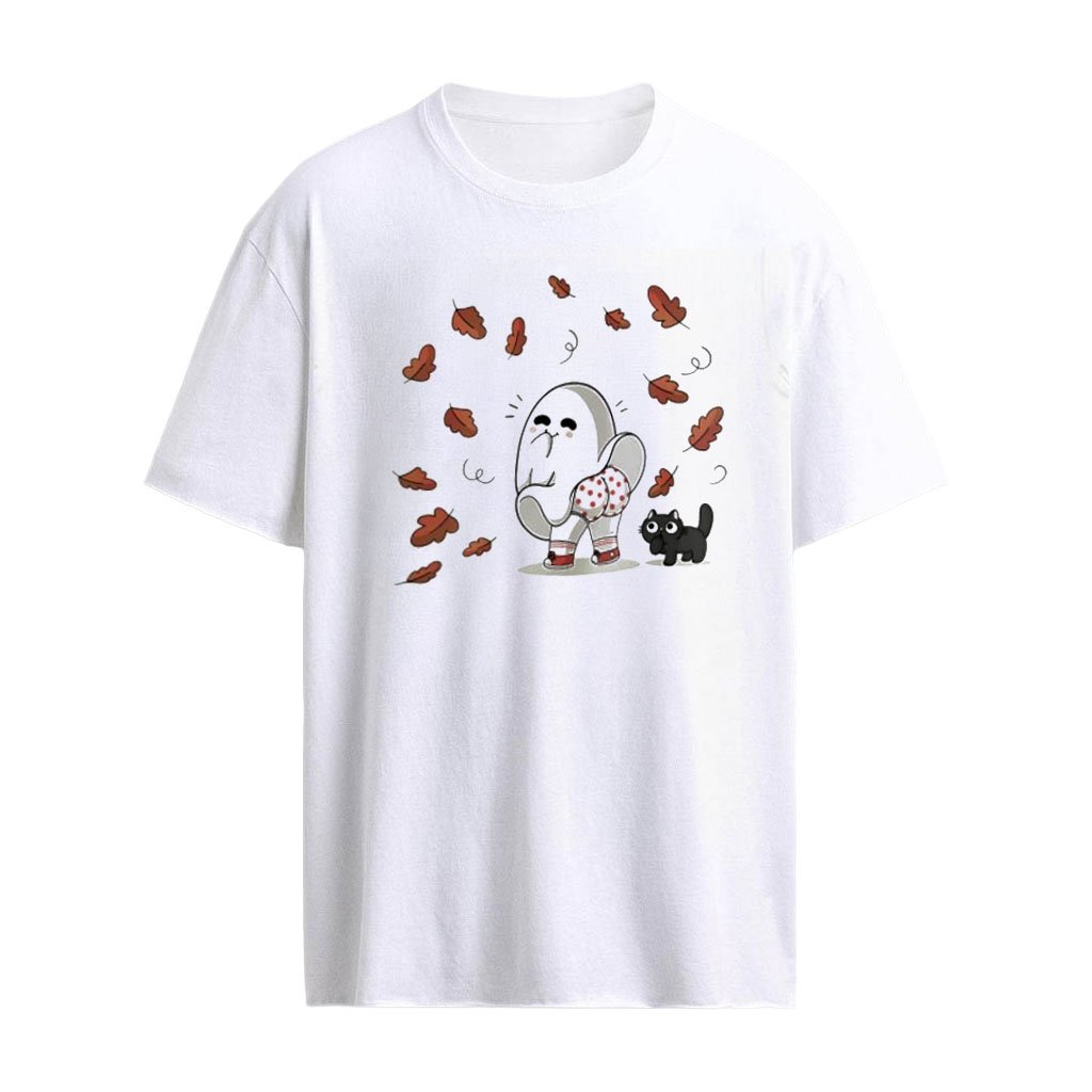 ghost wearing polka dot underwear shirt