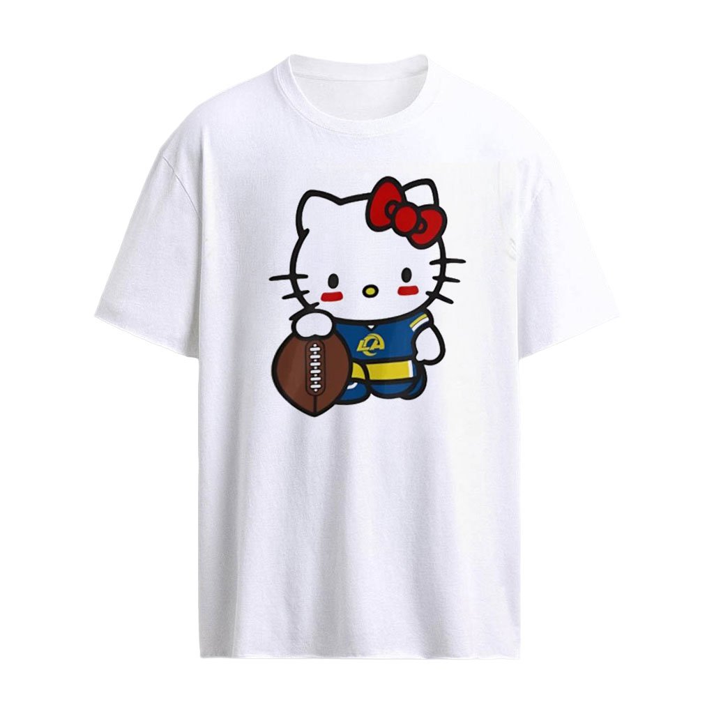 Hello Kitty Los Angeles Rams NFL holding football cartoon shirt