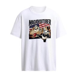Maga Youtuber with Mount Rushmore and American flag shirt