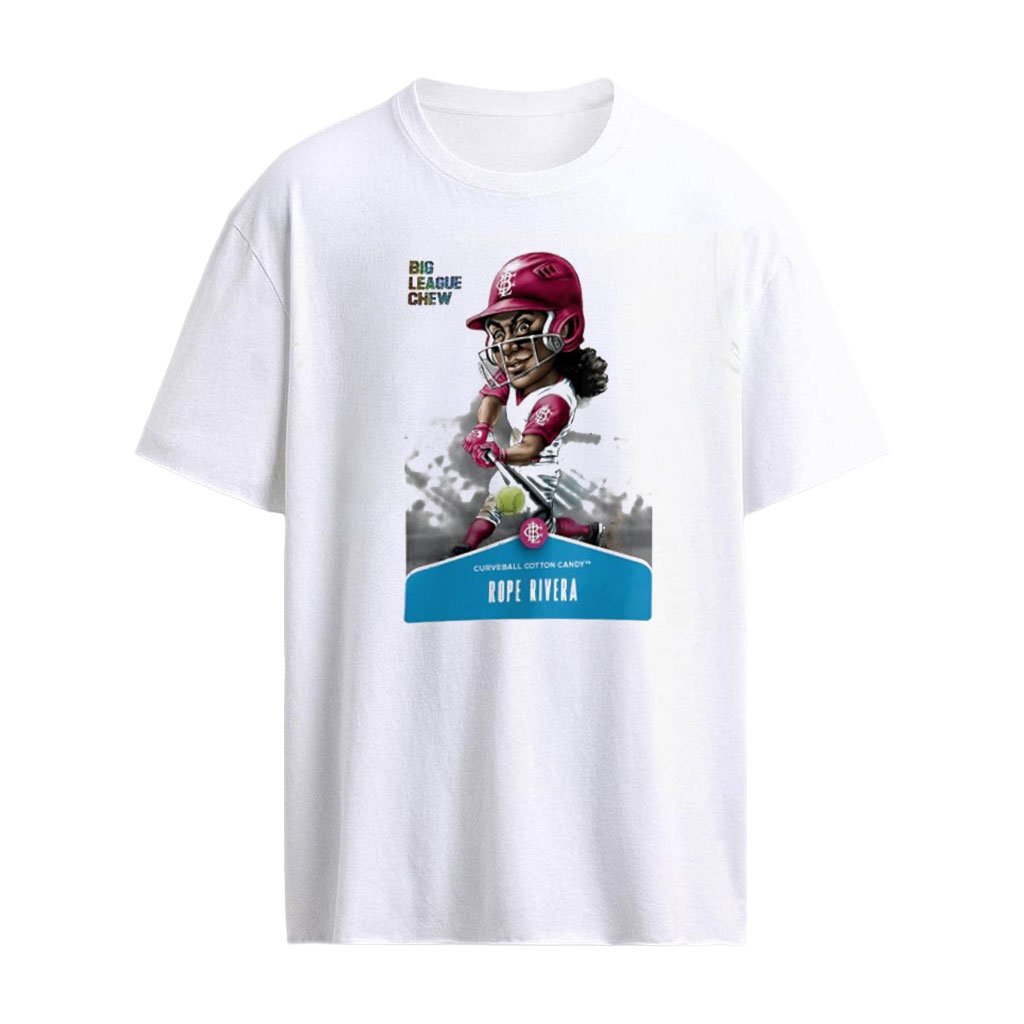 Rope Rivera Big League Chew Curveball Cotton Candy caricature softball player shirt