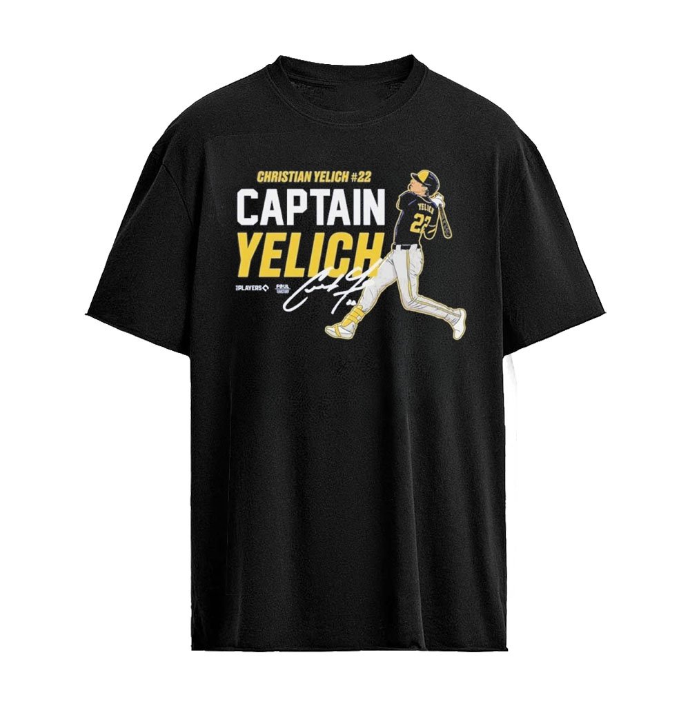 Milwaukee Brewers Christian Yelich #22 Captain Signature T-shirt