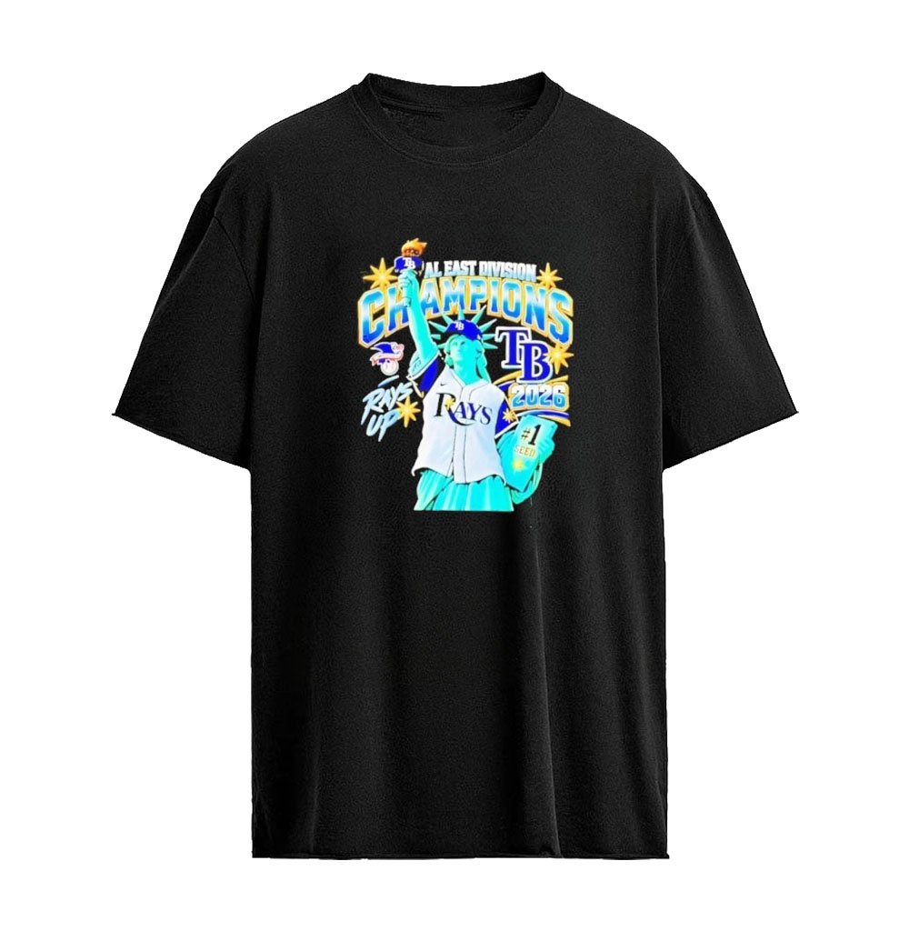 Richie Palacios Tampa Bay Rays AL East Division 2026 T-shirt – Statue Of Liberty Holding Torch Tee