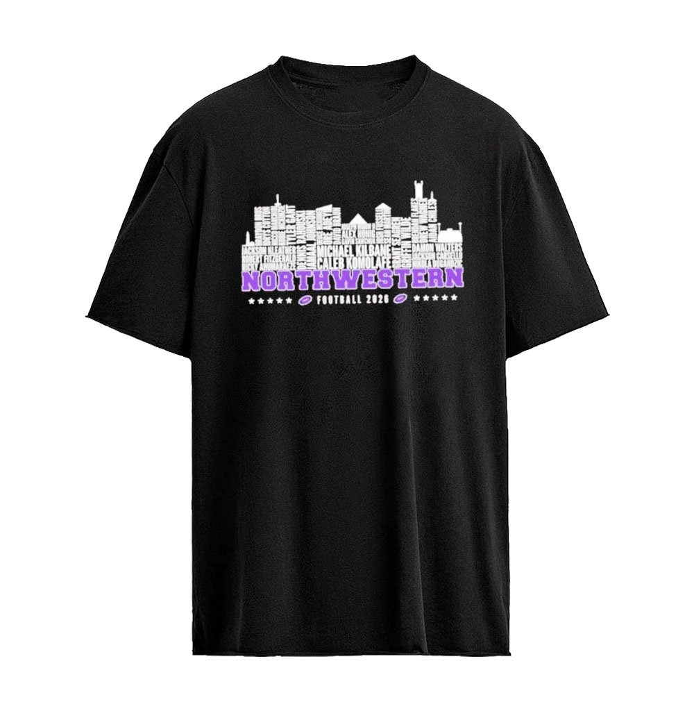 Northwestern Wildcats Football 2026 City Name Player T-Shirt
