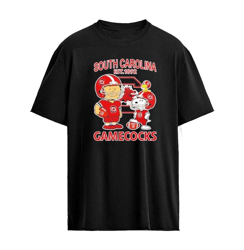 Snoopy Charlie Brown And Woodstock X South Carolina Gamecocks 1892 Football Graphic T-Shirt