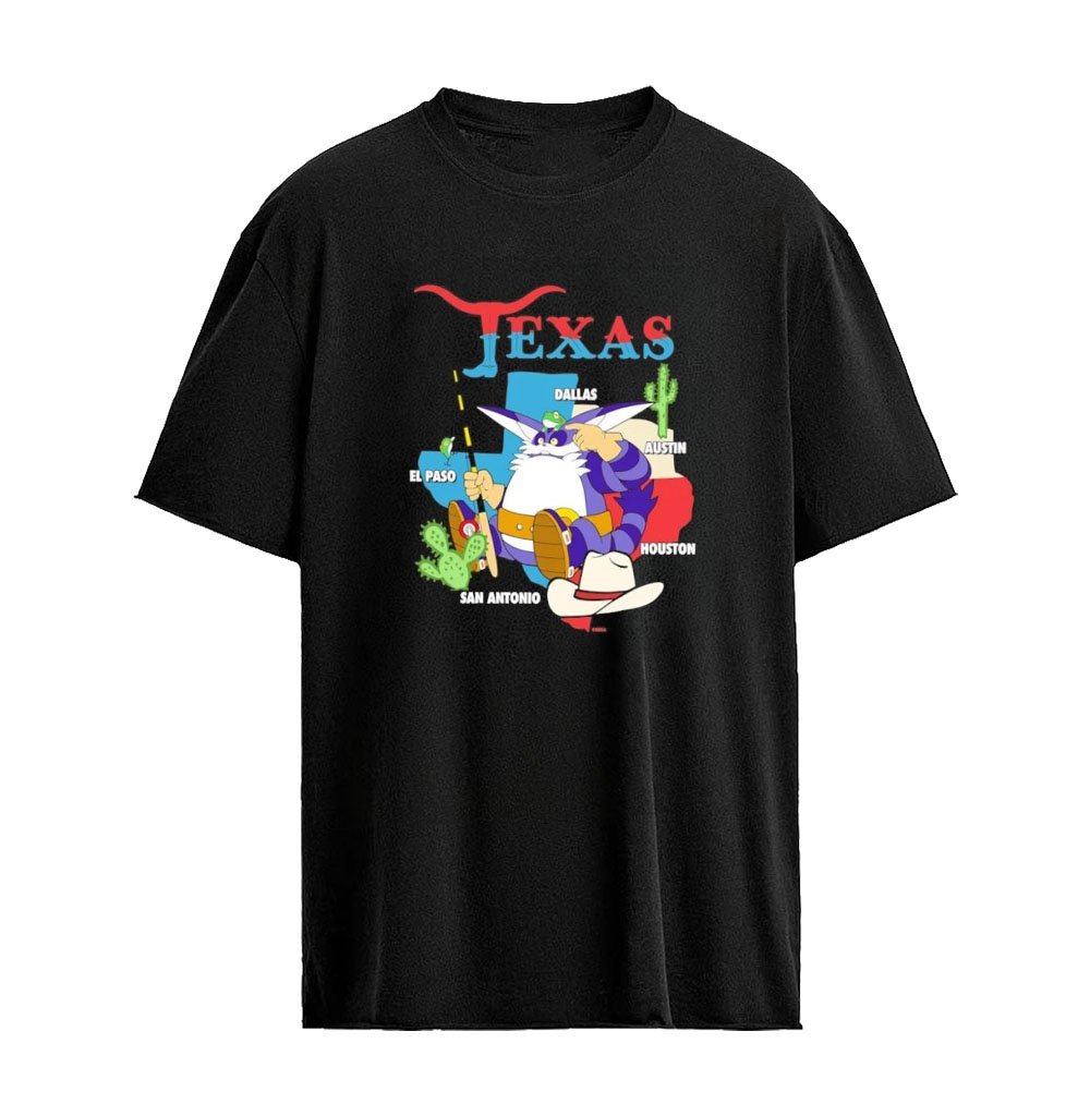 Sonic the Hedgehog Big the Cat Howdy Texas Travel Souvenir T-Shirt