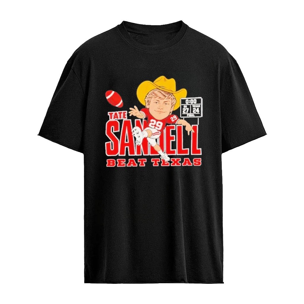Tate Sandell Oklahoma Sooners Tate Sandell Beat Texas 27-24 Score Cartoon T-shirt
