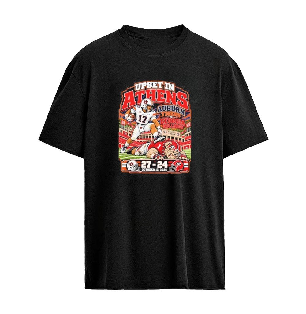 Upset in Athens Auburn Tigers Beat Georgia Bulldogs Score 27 – 24 october 17, 2026 Mascot T-Shirt