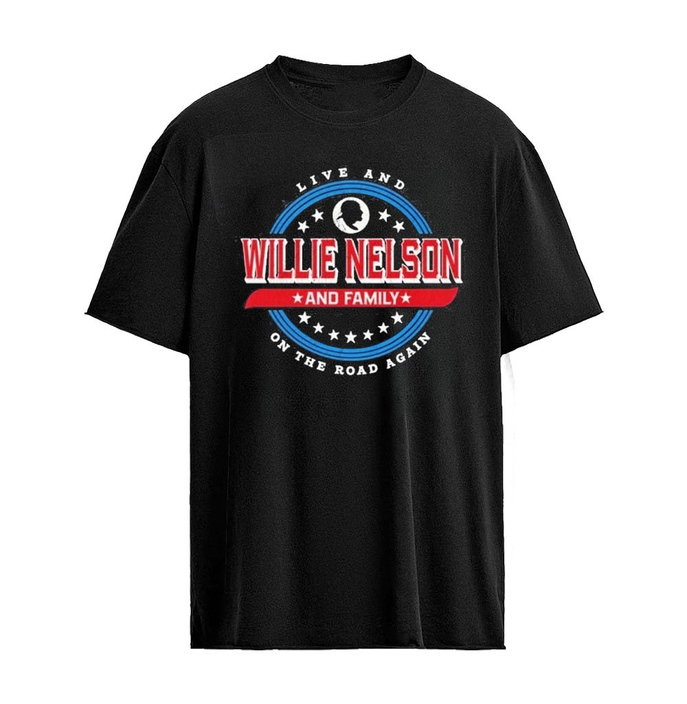 Willie Nelson Merch Store Willie And Family On The Road Again T-Shirt