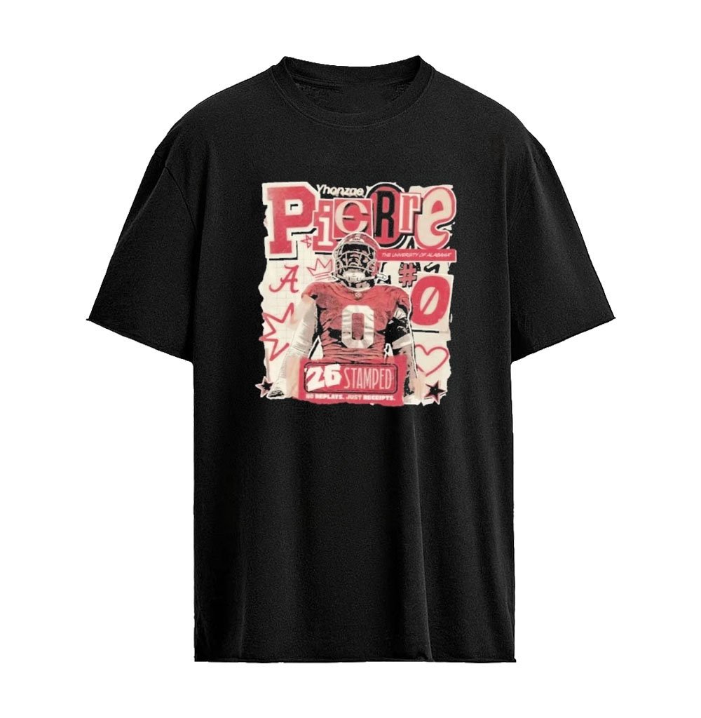 Yhonzae Pierre Stamped Alabama Crimson Tide 2026 NCAA Football T-shirt