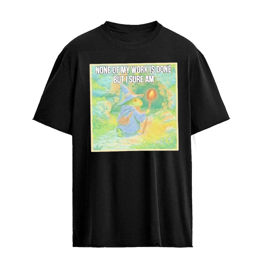 Wizard Frog None Of My Work Is Done But I Sure Am Graphic T-Shirt