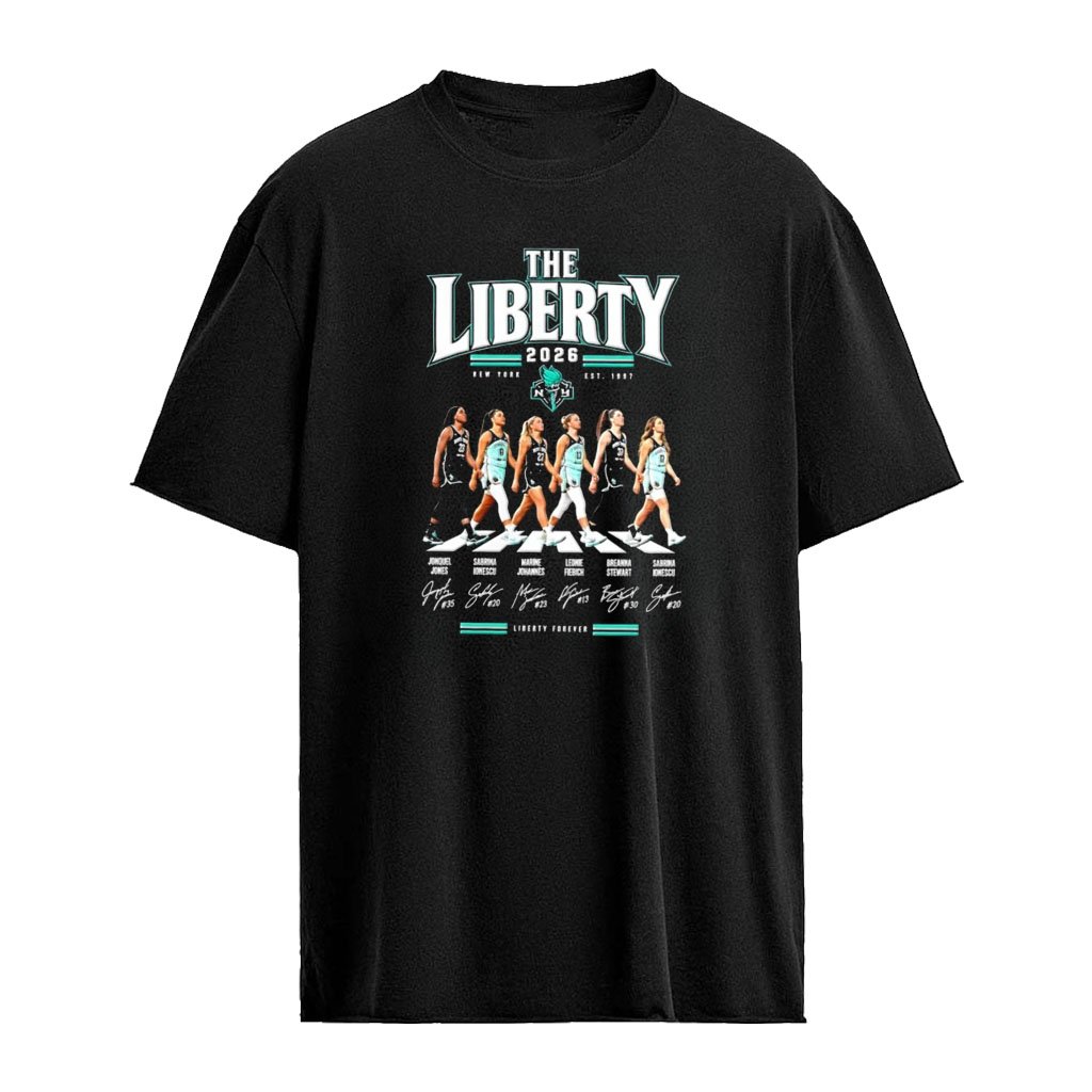 The New York Liberty WNBA 2026 Abbey Road signatures Basketball shirt