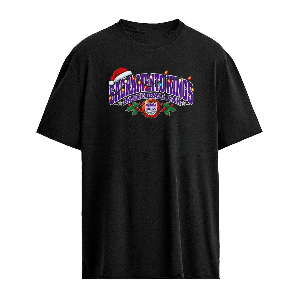 Santa hat Sacramento Kings Basketball Fan Christmas Lights 2026 shirt