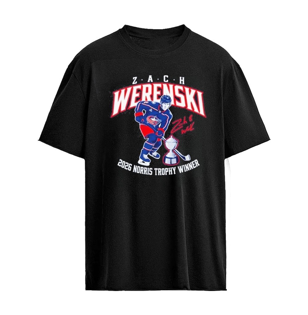 Zach Werenski Columbus Blue Jackets 2026 Norris Trophy Winner Signature T-Shirt