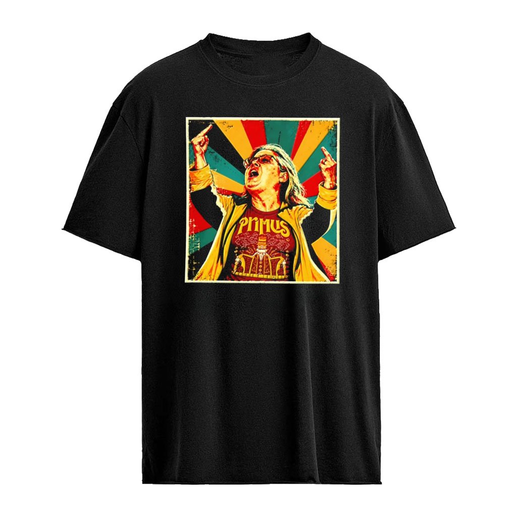 Primus person raising both middle fingers shirt