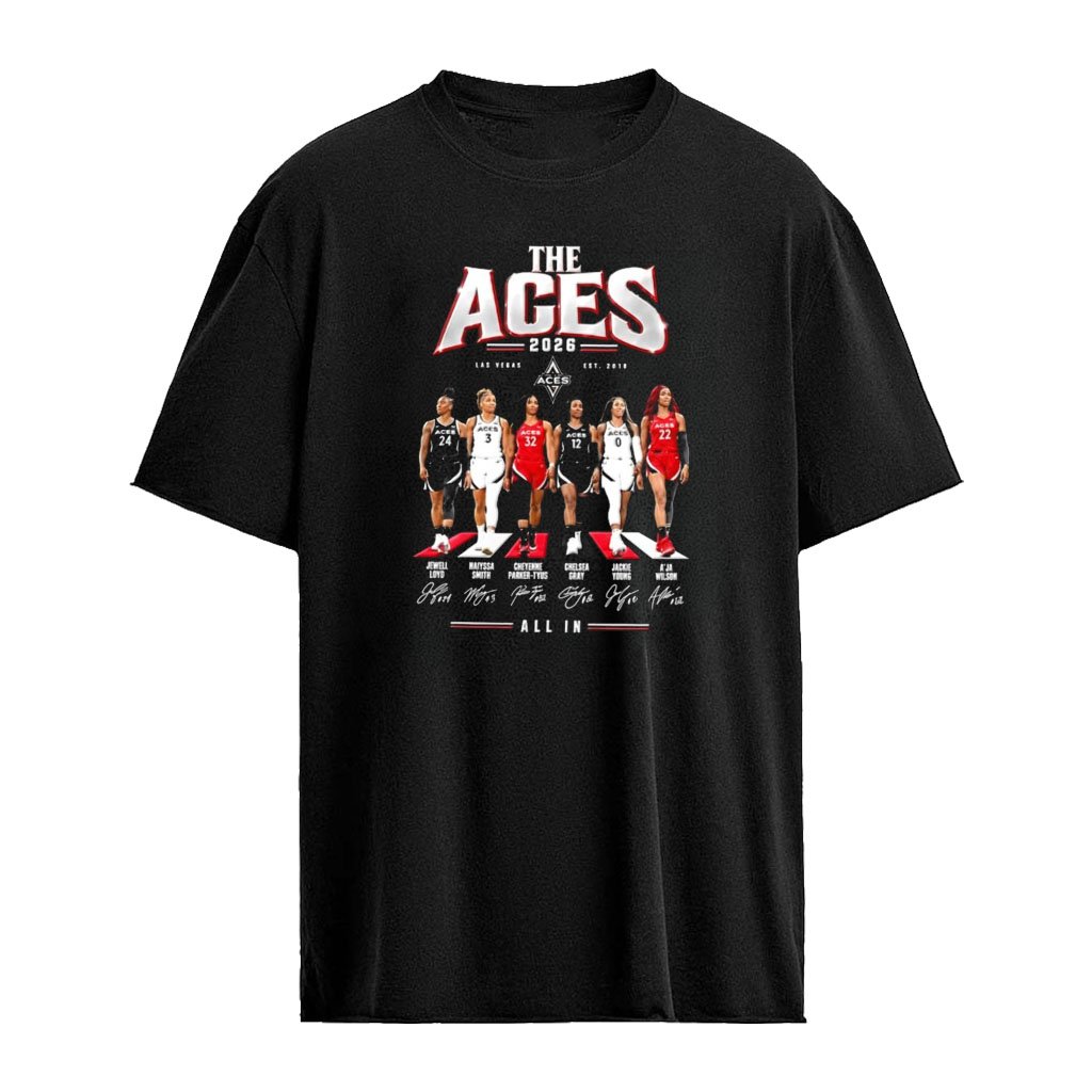 The Aces Las Vegas WNBA 2026 All In Abbey Road Basketball signatures shirt