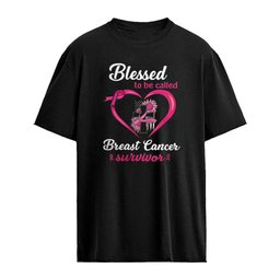 Pink Ribbon Heart Blessed Breast Cancer Survivor Awareness shirt