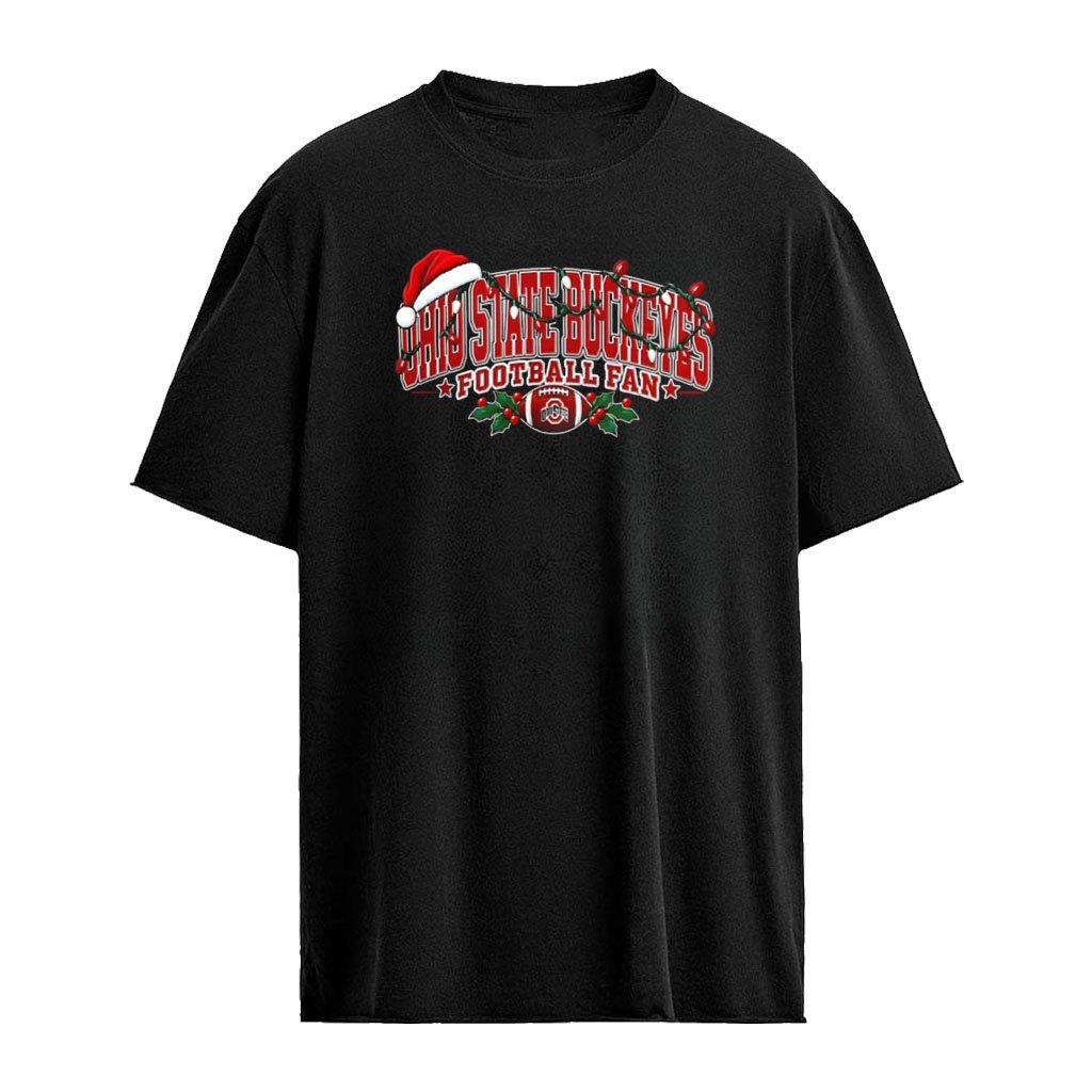 Santa hat Ohio State Buckeyes baseball Fan Christmas lights shirt