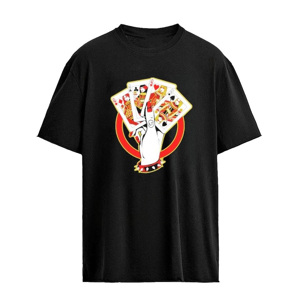 L7 Hand Holding Playing Cards Punk Rock Graphic T-Shirt