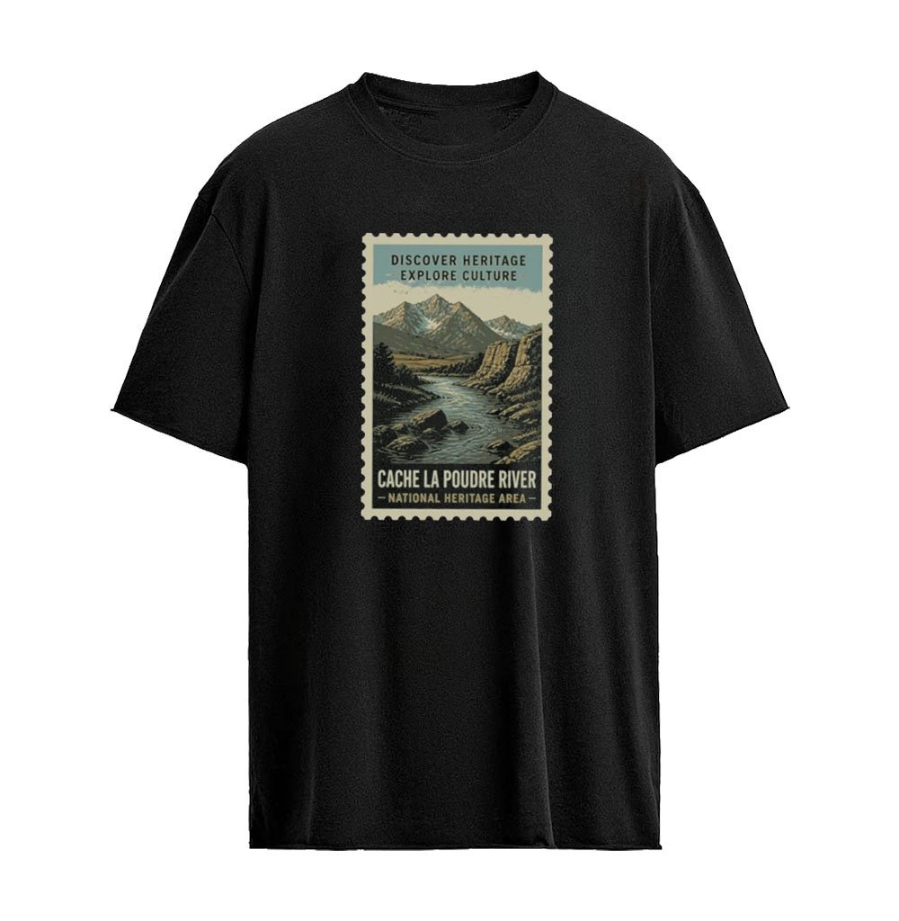 Iconic Park Stamp Image Of The Cache La Poudre River National Heritage Area T-shirt
