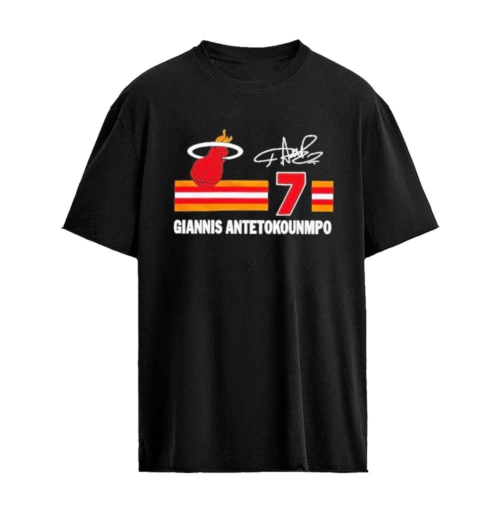 Giannis Antetokounmpo 7 Miami Heat NBA Signature T-Shirt