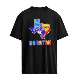Houston Astros and Houston Rockets Tennessee Titans Texas Map Graphic T-Shirt