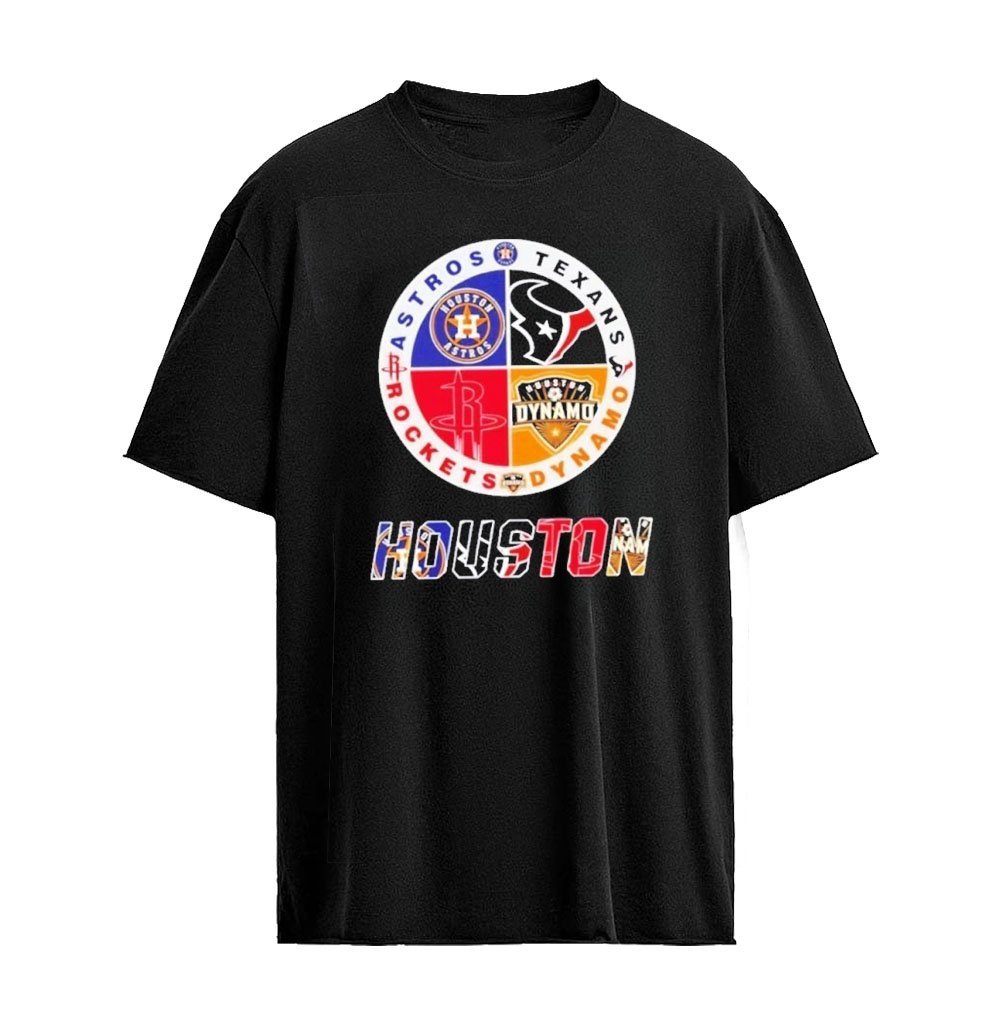 Houston Astros Texans Rockets Dynamo Texas Sports Teams Logo T-Shirt
