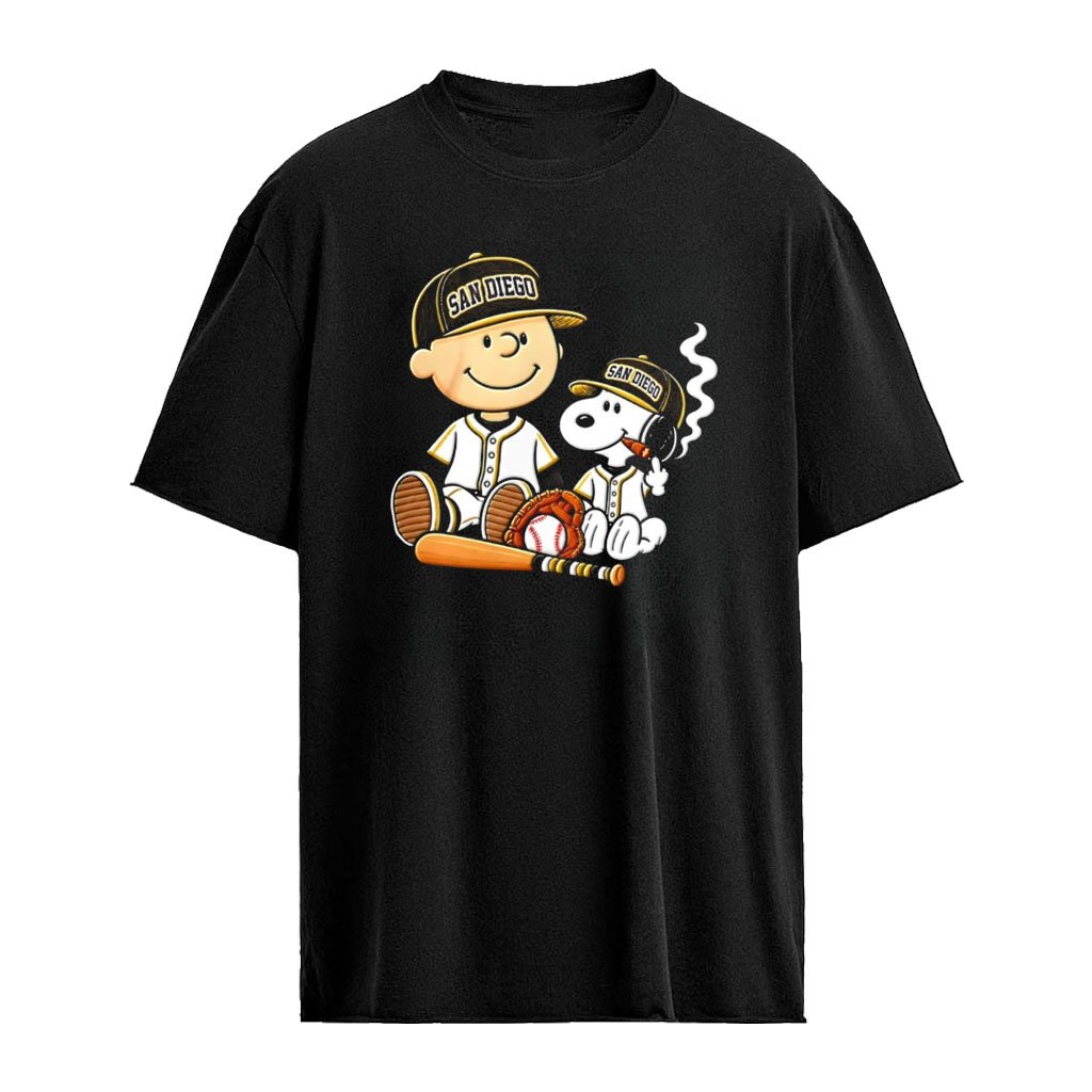 Charlie Brown and Snoopy characters San Diego Padres MLB smoking Cigar cartoon shirt
