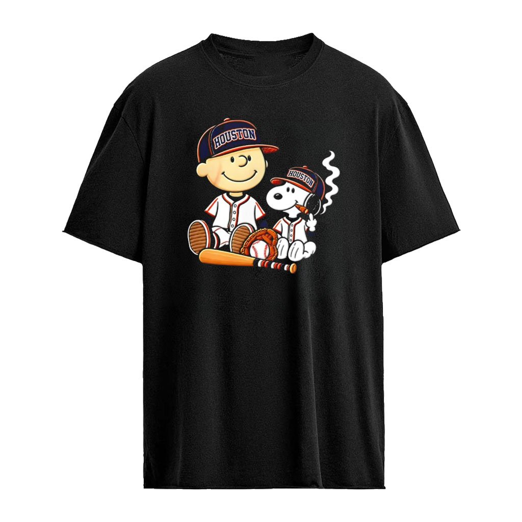 Charlie Brown and Snoopy characters Houston Astros MLB smoking Cigar cartoon shirt