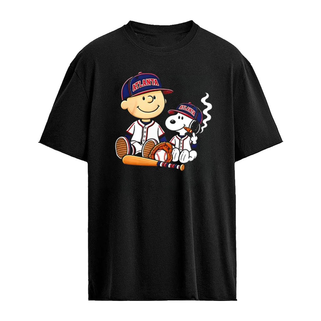 Charlie Brown and Snoopy characters Atlanta Braves MLB smoking Cigar cartoon shirt
