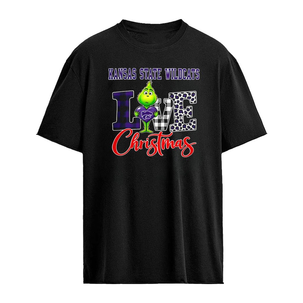Kansas State Wildcats X Grinch hug heart Love Christmas 2026 cartoon shirt